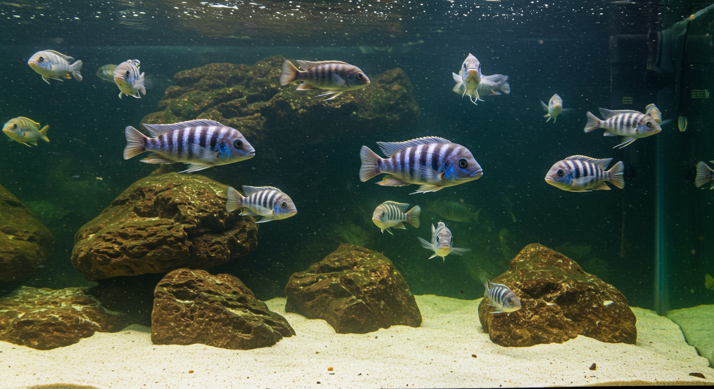 대표적인 탕어인 프론토사가 있는 수조 사진