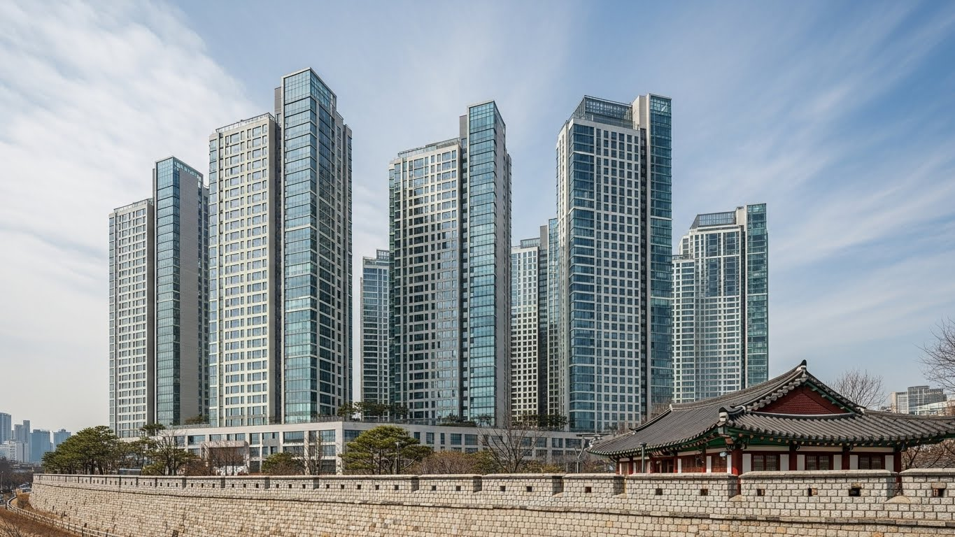 현대적 아파트와 역사의 만남