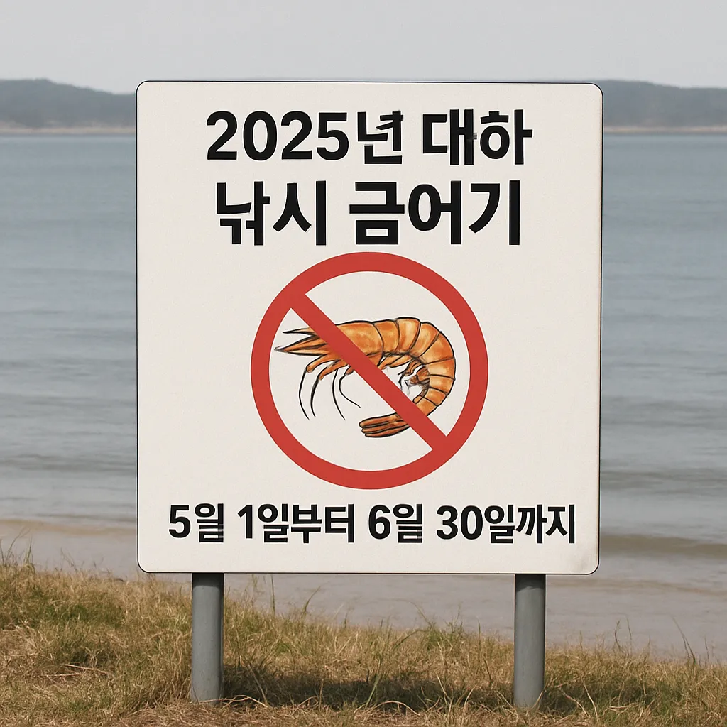2025년 대하 낚시 금어기 안내 표지판