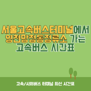 서울고속버스터미널에서 영천망정동정류소가는 고속버스 시간표 최신정보