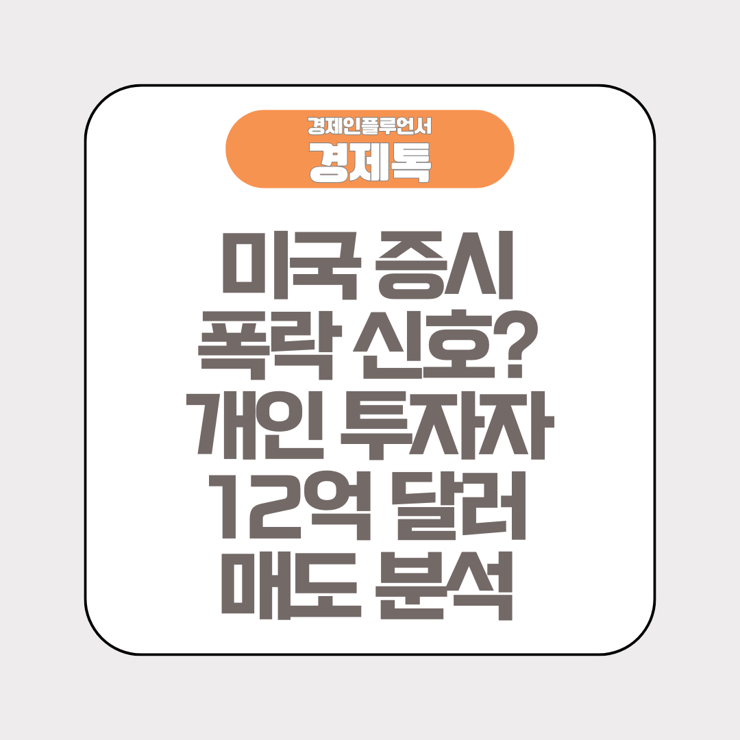 미국 증시 폭락 신호? 개인 투자자 12억 달러 매도 분석