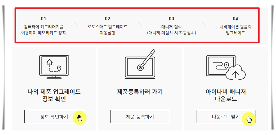 아이나비 내비게이션 업데이트 과정