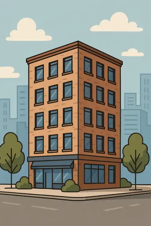 도심내에 있는 5층 상업용 건물 그림