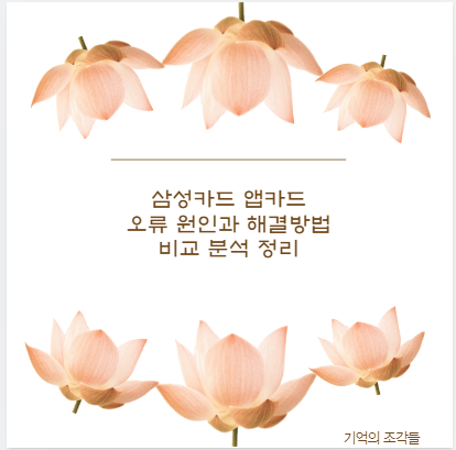 삼성카드 앱카드 오류 원인과 해결방법 비교 분석 정리