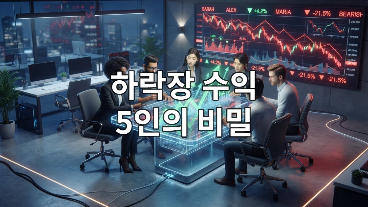 하락장에서도 수익을 기록하는 투자자들의 전략적인 포트폴리오 분석 일러스트