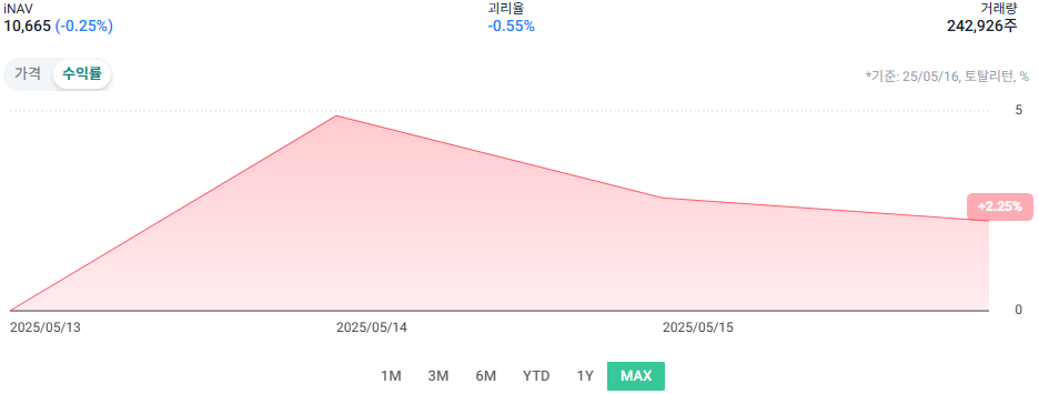 RISE 팔란티어고정테크100 ETF 수익율