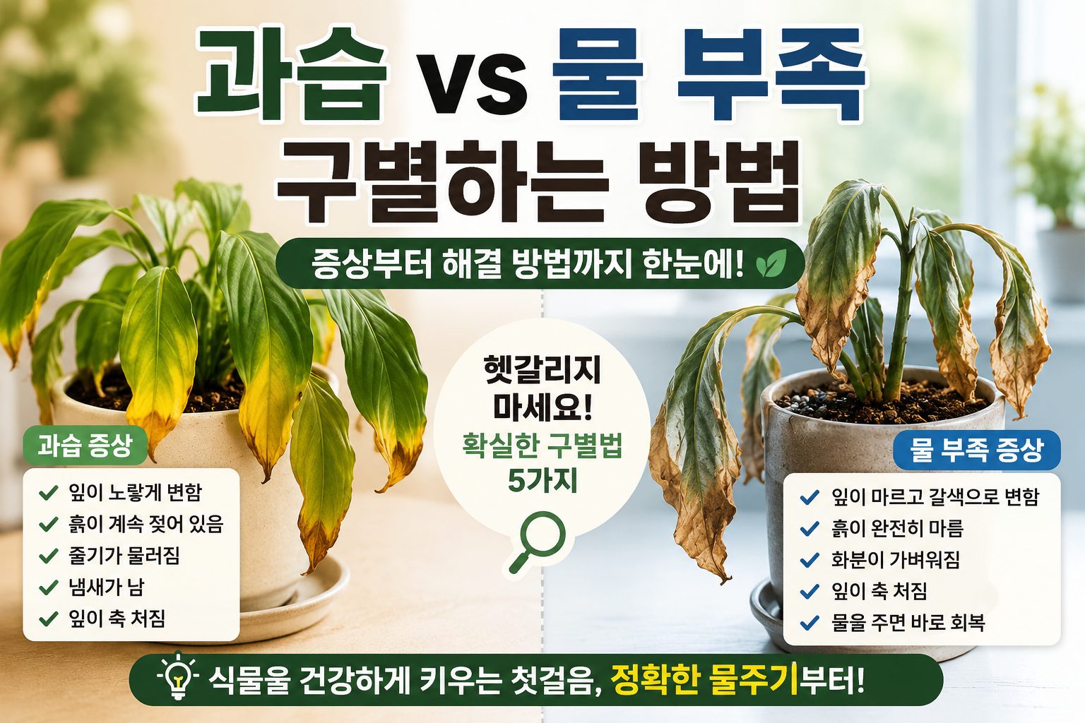 과습과 물 부족 구별하는 방법 ❘ 초보자가 가장 많이 헷갈리는 식물 관리법