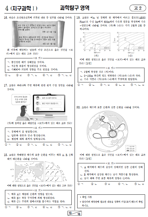2021-9월-고2-모의고사-지구과학 1-기출문제-다운