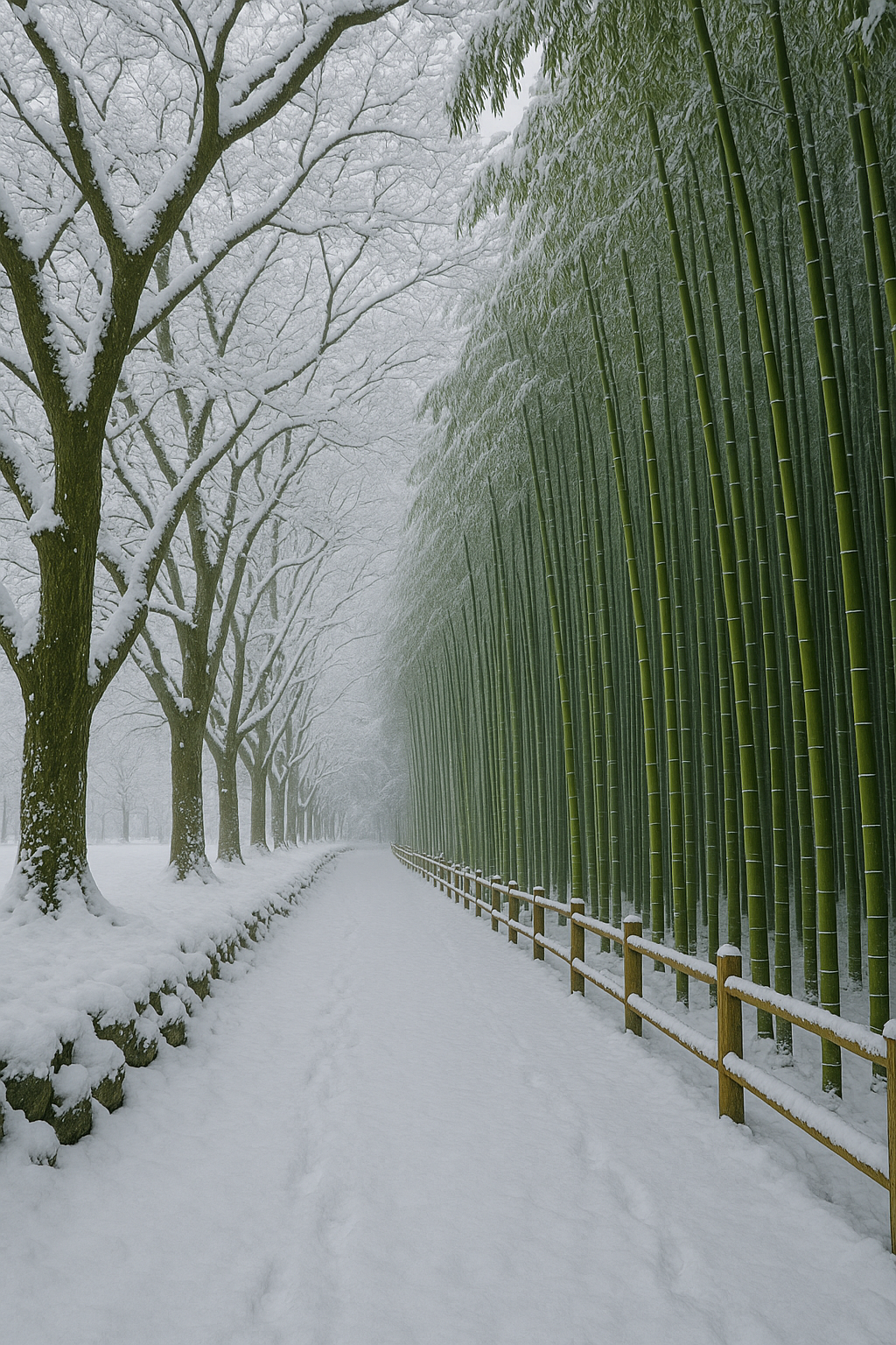 전남 담양 ‘관방제림 & 죽녹원’ — 대숲길 설경 속 여유