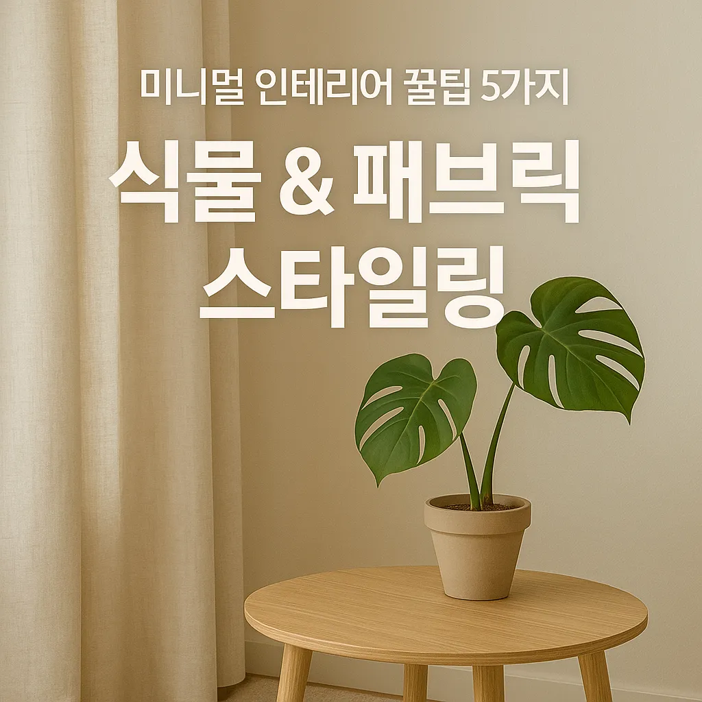 미니멀 인테리어의 식물&amp; 패므릭 스타일링