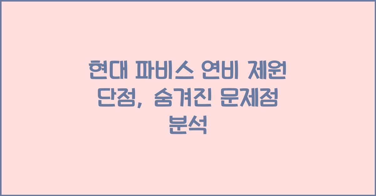 현대 파비스 연비 제원 단점