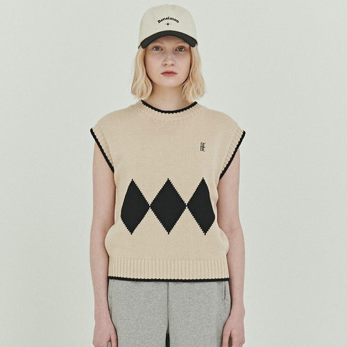 벤시몽 BENSIMON ARGYLE KNIT VEST FOR WOMEN -