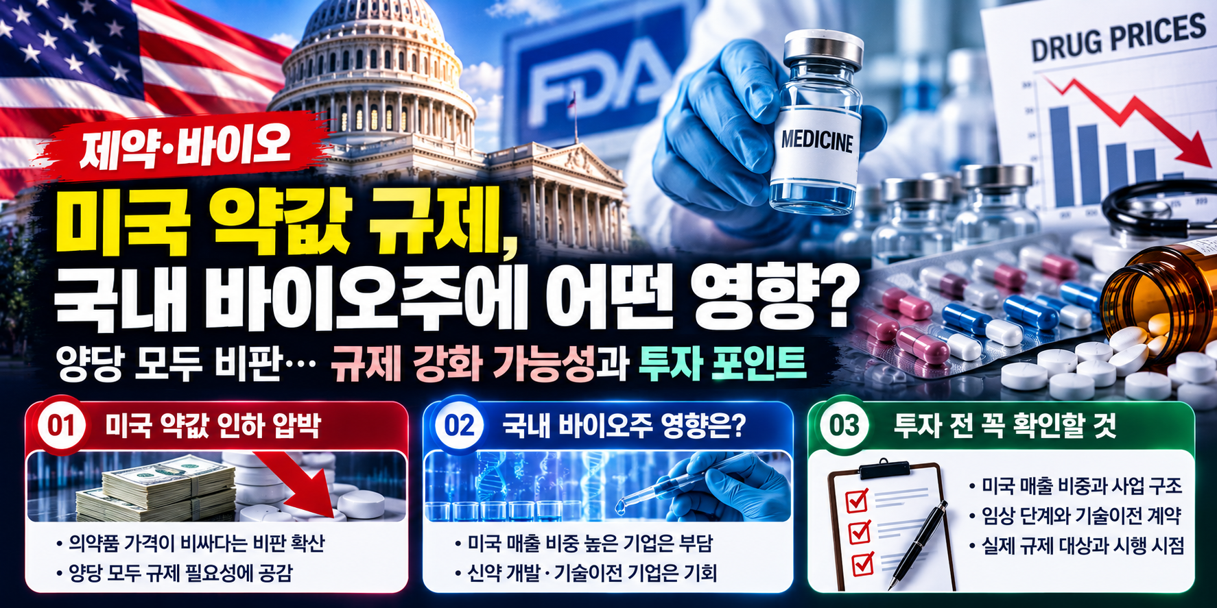 2026년 미국 중간선거 약값 인하 규제 강화 가능성과 국내 제약 바이오주 미국 매출 영향
