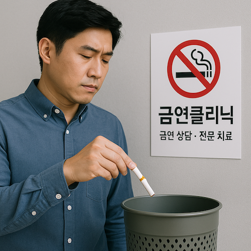 금연을 결심하는 한국인 남성 모습