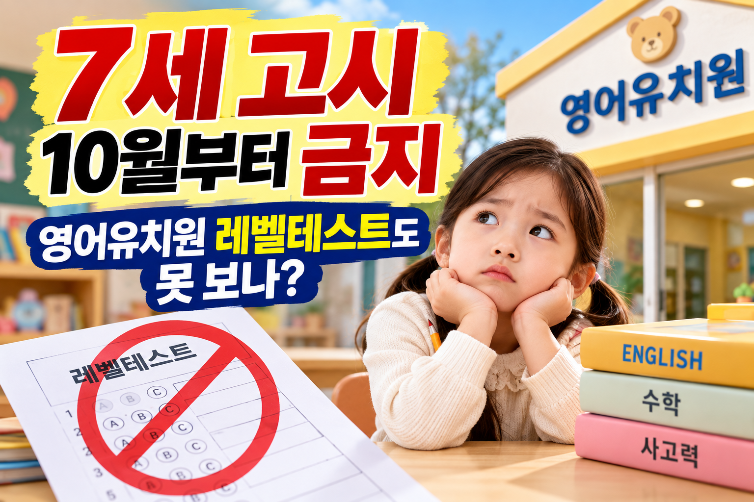 7세 고시 금지 영어유치원 유아학원 레벨테스트 변경 내용