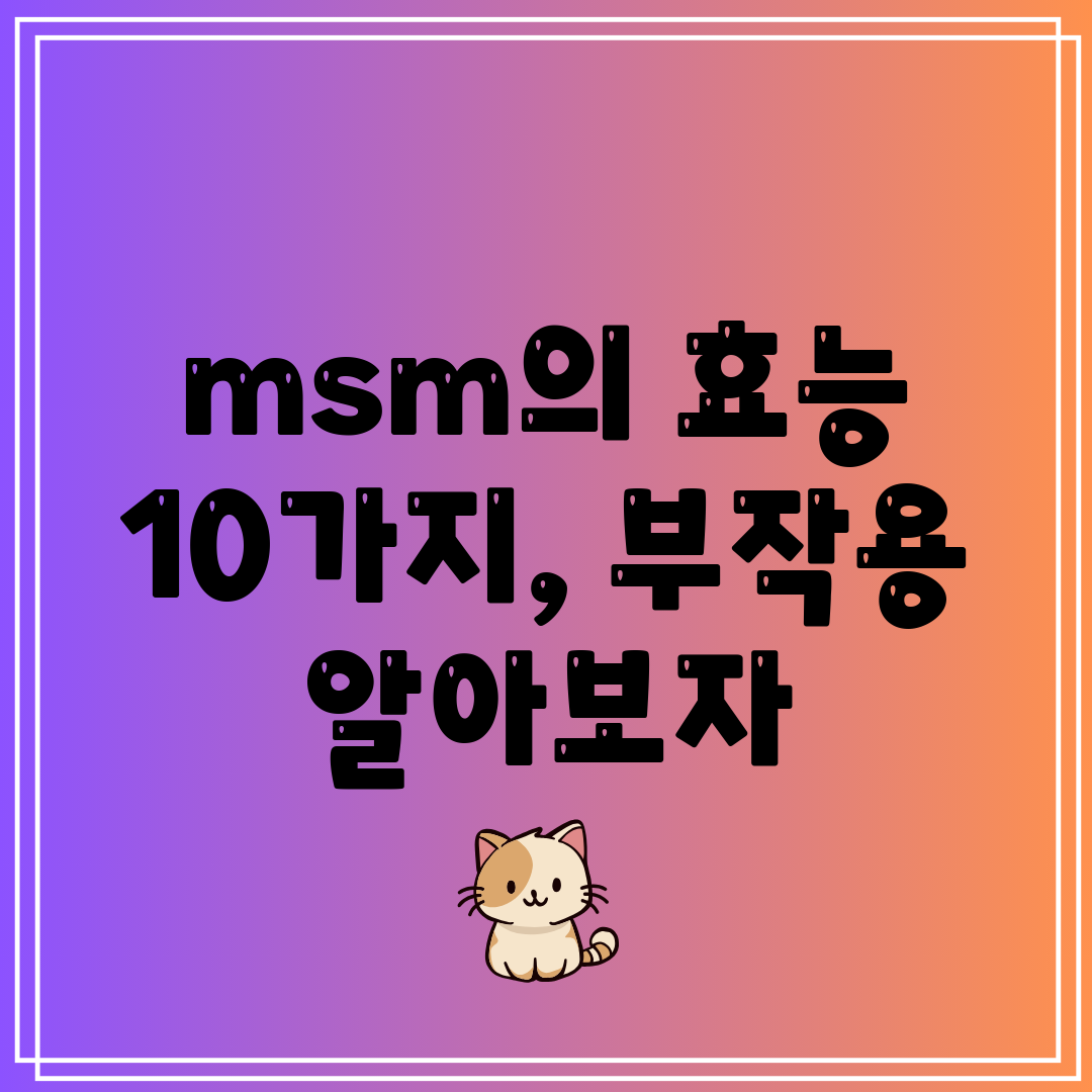 msm의 효능 10가지, 부작용 알아보자