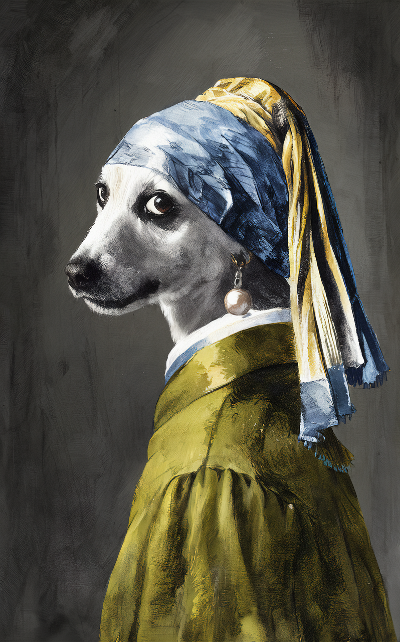 대표작 진주귀걸이를 한 소녀를 강아지버전으로 그려냈다