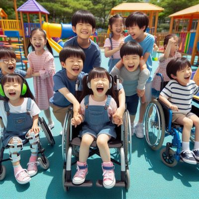 장애인 보조기기를 사용하는 아동