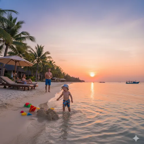 푸꾸옥-리조트-프라이빗-비치-일몰-전경