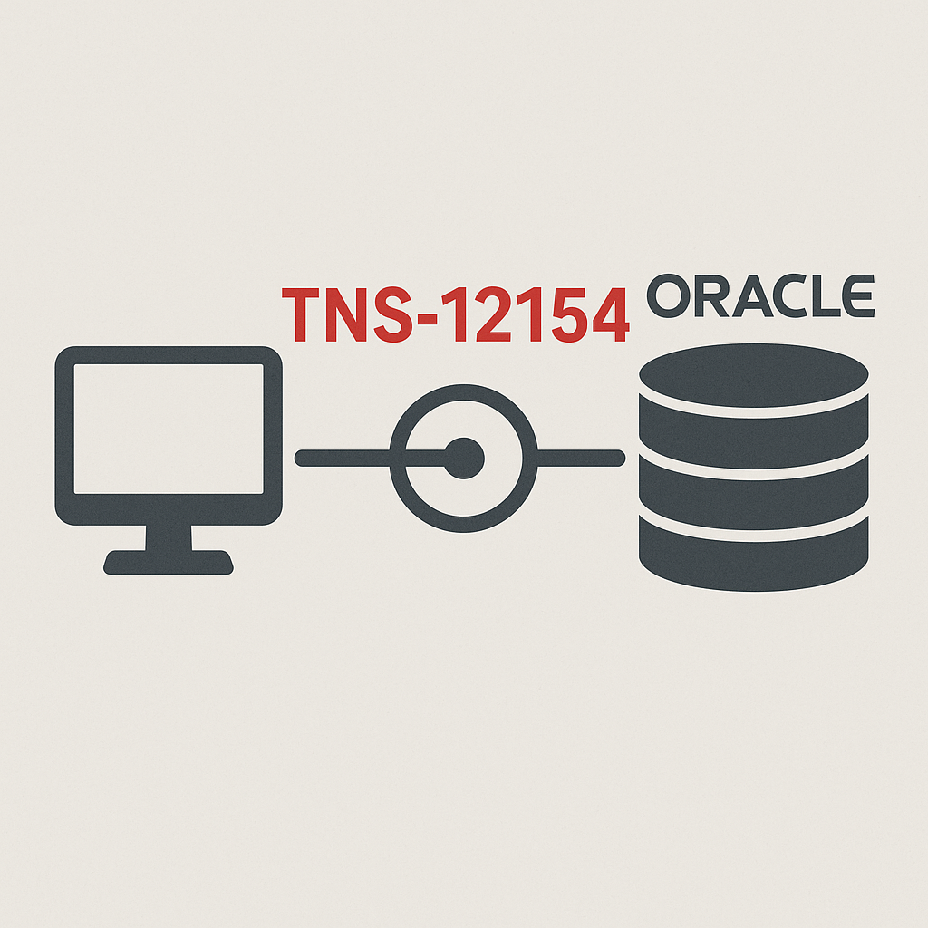 TNS-12154 Oracle database connection error thumbnail with server and network icons