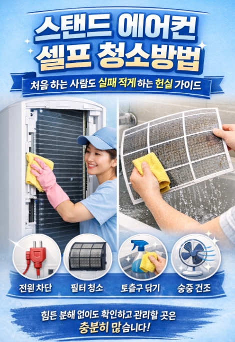 스탠드 에어컨 셀프 청소방법, 처음 하는 사람도 실패 적게 하는 현실 가이드