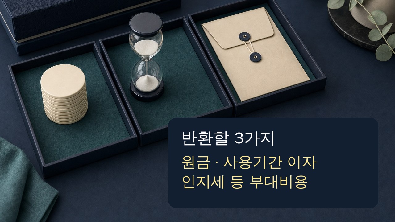 대출 청약철회 전에 원금과 사용기간 이자, 인지세 등 부대비용 세 가지를 확인하는 결정 카드
