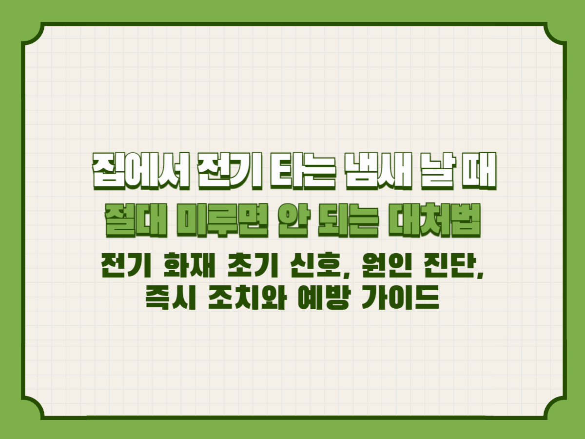 집에서 전기 타는 냄새 날 때 절대 미루면 안 되는 대처법― 전기 화재 초기 신호, 원인 진단, 즉시 조치와 예방 가이드