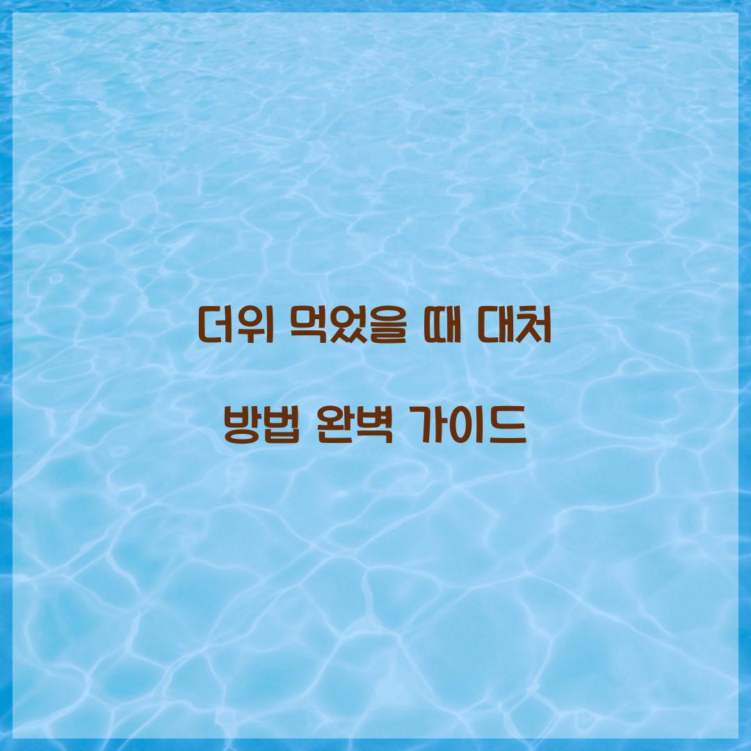 더위 먹었을 때 대처 방법