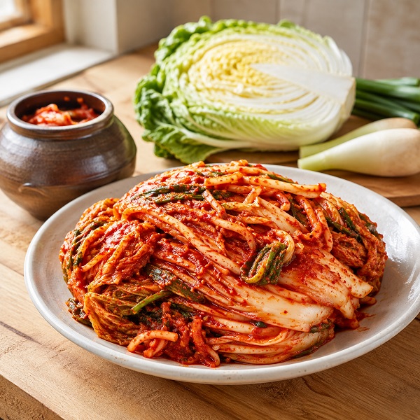 배추 단면과 잘 익은 김치