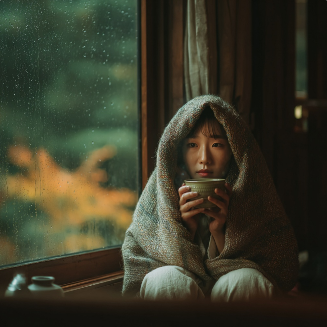 감기로 쌍화차를 마시고 회복하는 모습