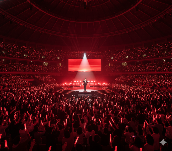 KSPO DOME 가득 채운 관객들의 붉은 노을 떼창 장면