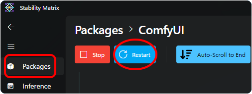 Stability Matrix
Packages > ComfyUI
Restart