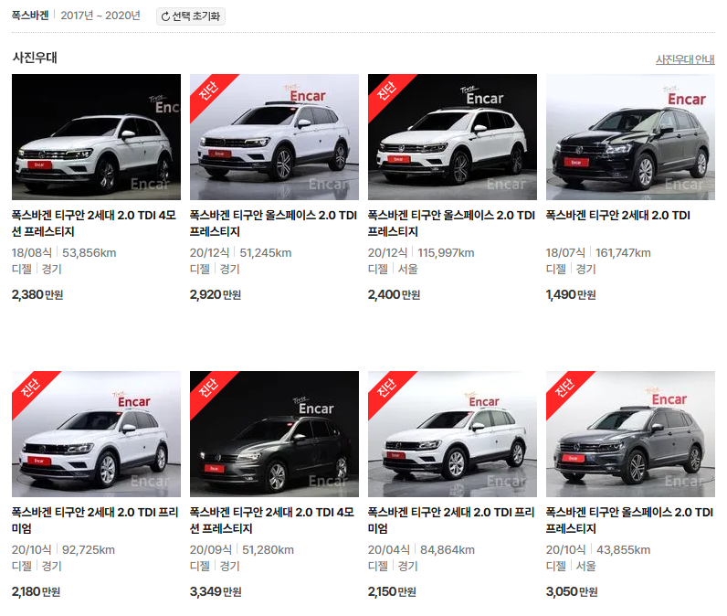 폭스바겐 티구안 중고