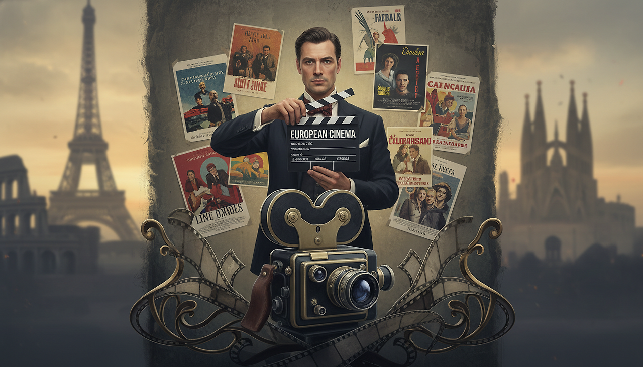 유럽 영화를 상징하는 시네마틱한 이미지