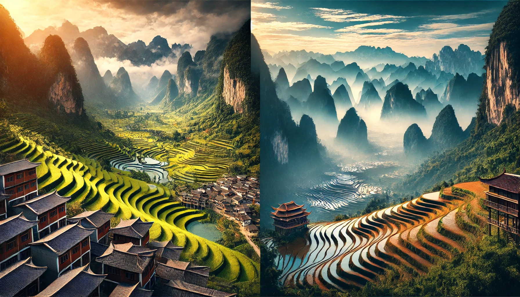 사천 vs 운남 여행 비교 사진