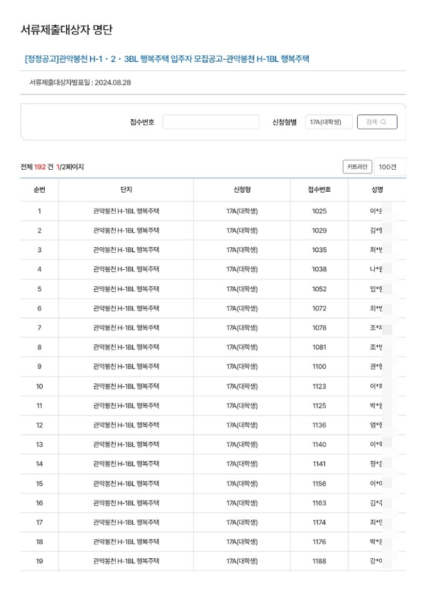 관악봉천 H1 17a 대학생 행복주택