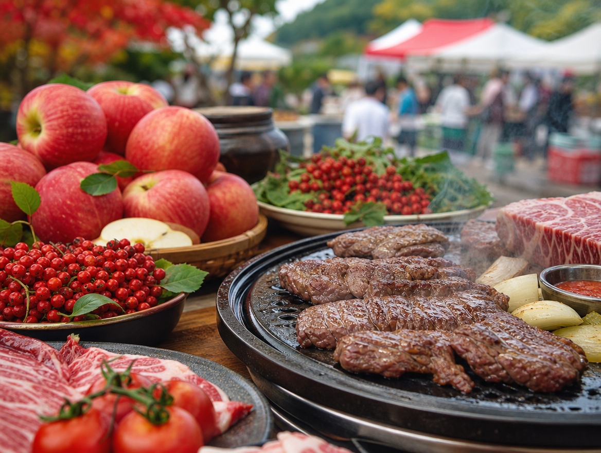 장수한우마당과 사과&middot;레드푸드 먹거리
