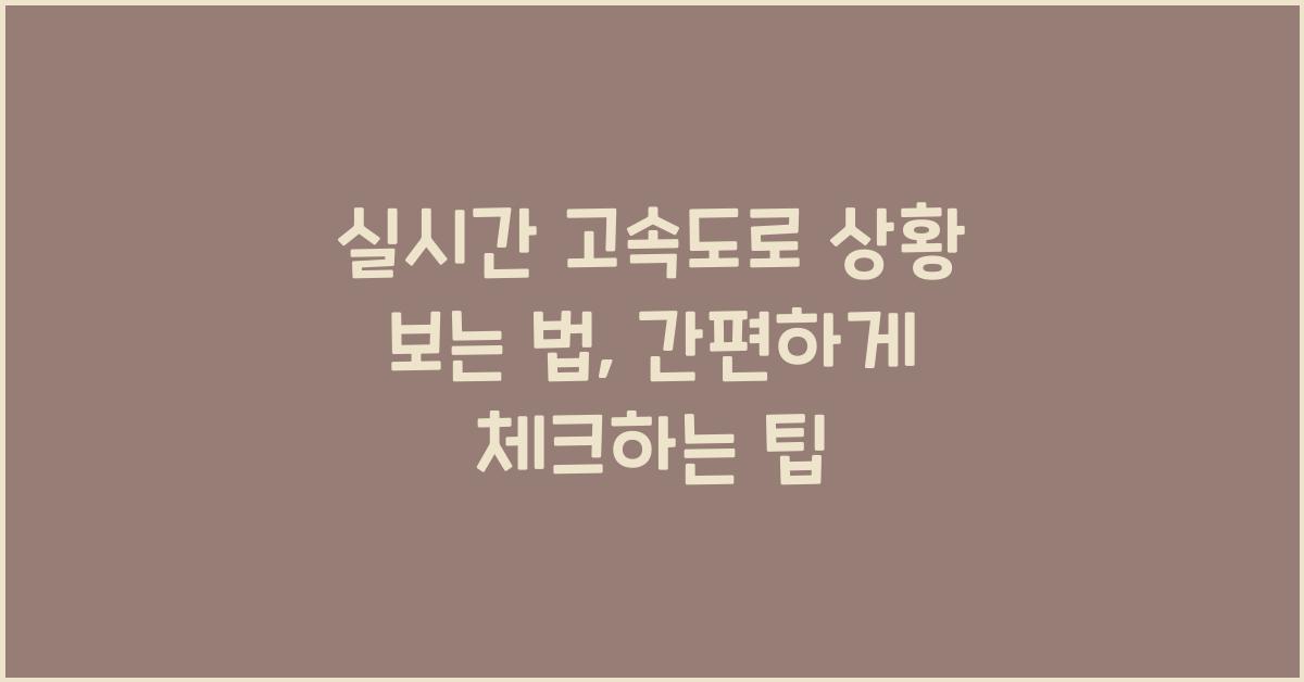 실시간 고속도로 상황 보는 법