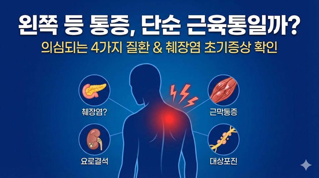 왼쪽 등 통증 의심되는병
