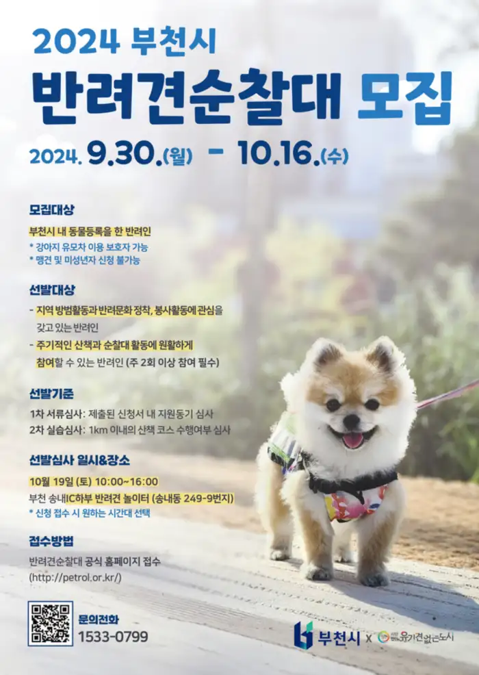 반려견순찰대 모집 포스터