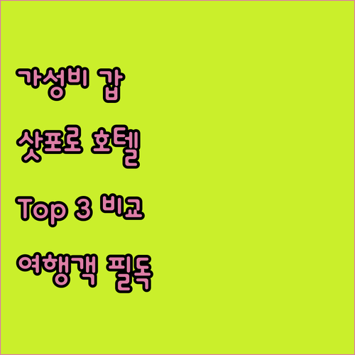 삿포로 여행객 필독 가성비 갑 호텔 