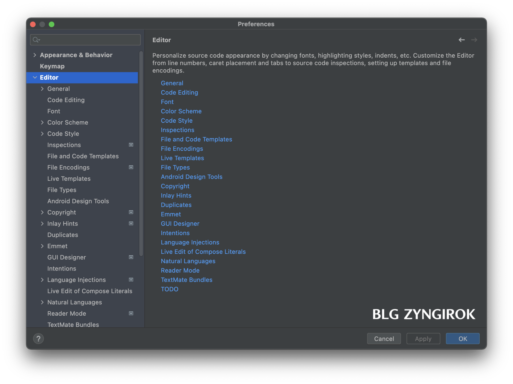 인텔리제이-preferences-속성-설정창