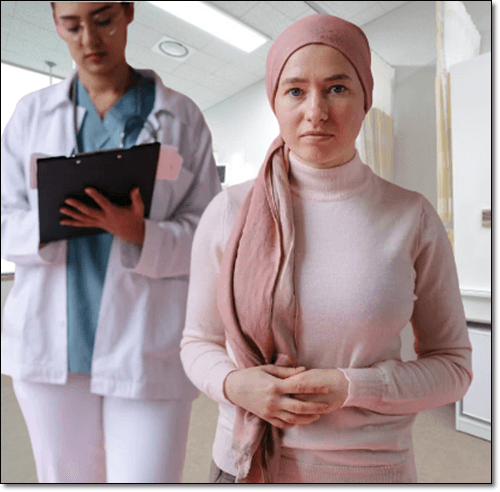 항암 치료 받는 여성