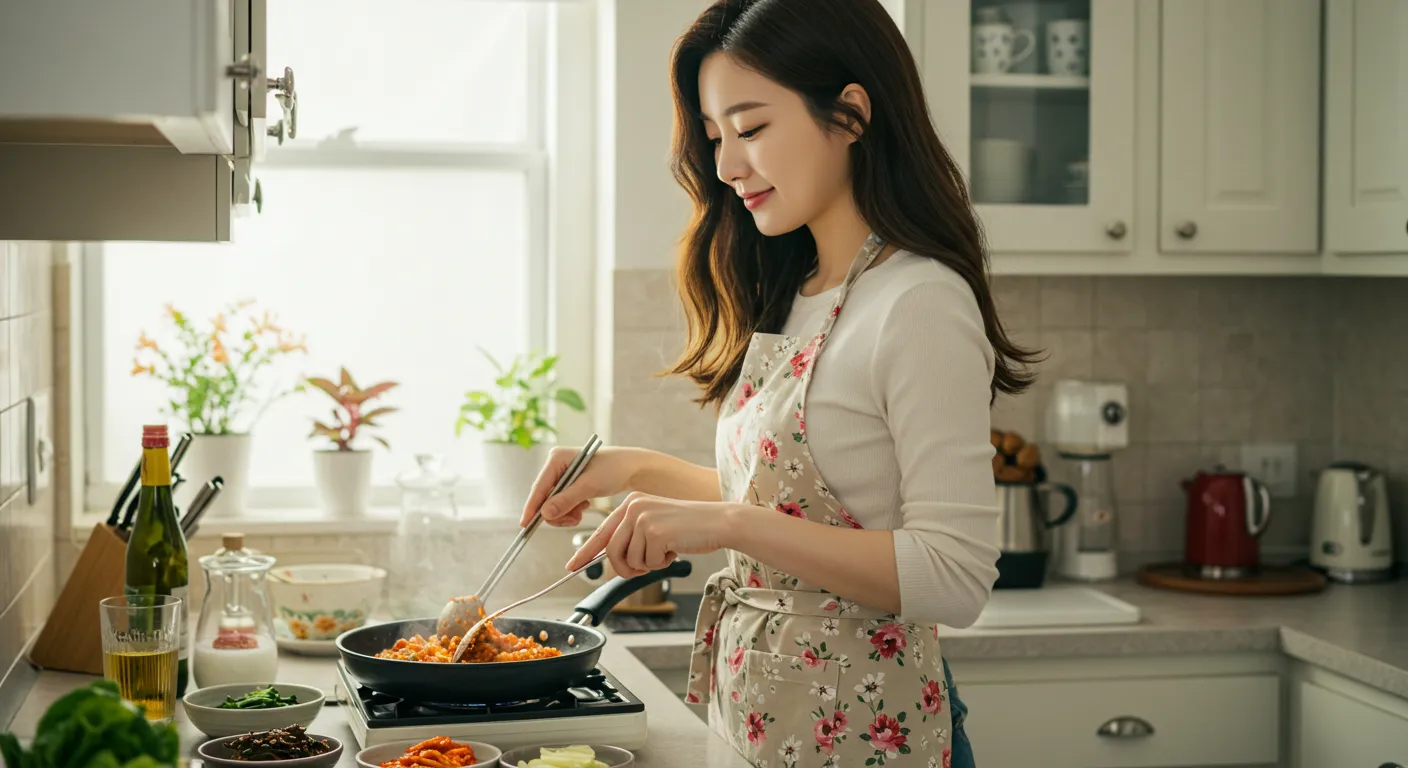 요리하는 여자 모습