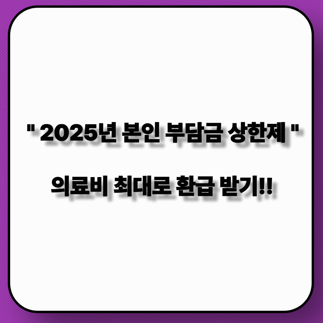 2025년 본인 부담금 상한제로 의료비 환급 받기!!