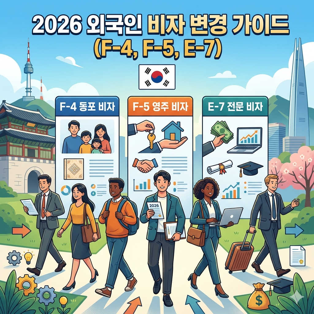2026년 외국인 비자(F-4, F-5, E-7) 변경 가이드: 출입국 심사의 기조, 비자별 변경 전략, 실무 핵심포인트