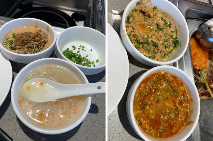 새우죽과 제조한 소스 2종