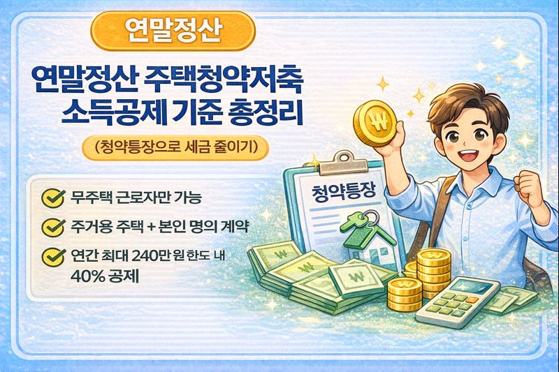 연말정산 주택청약저축 소득공제 기준 총정리 (청약통장으로 세금 줄이기)