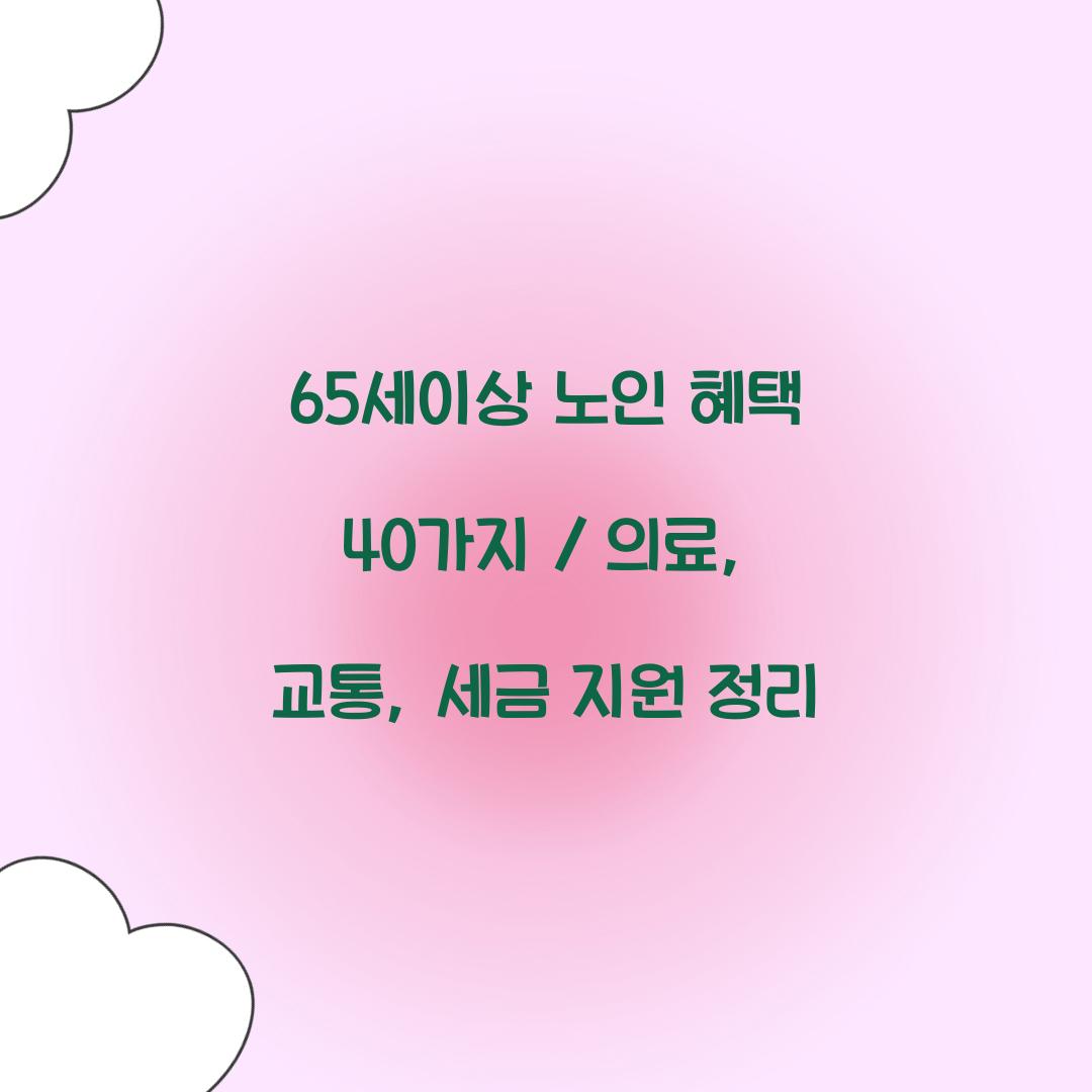 65세이상 노인 혜택