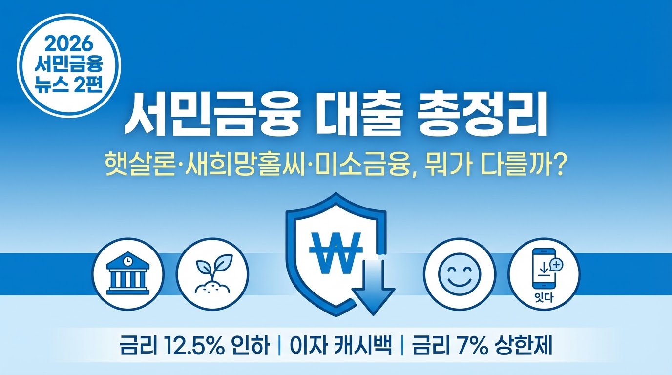 2026년 서민금융 대출 총정리햇살론 · 새희망홀씨 · 미소금융, 뭐가 다를까?